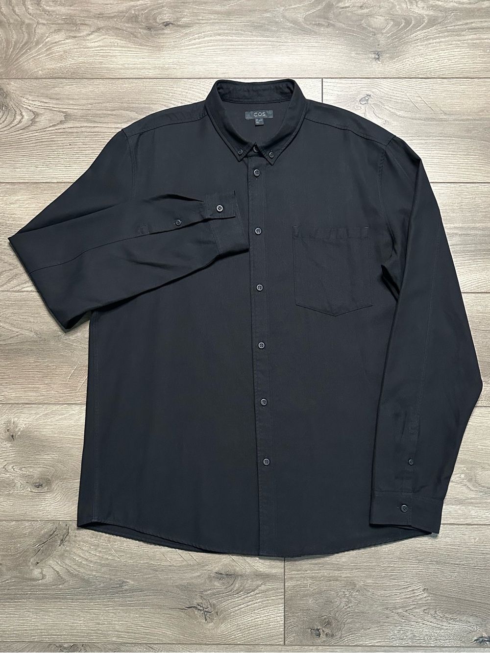 COS Classic Long Sleeve Button Up Shirt Black Size Large